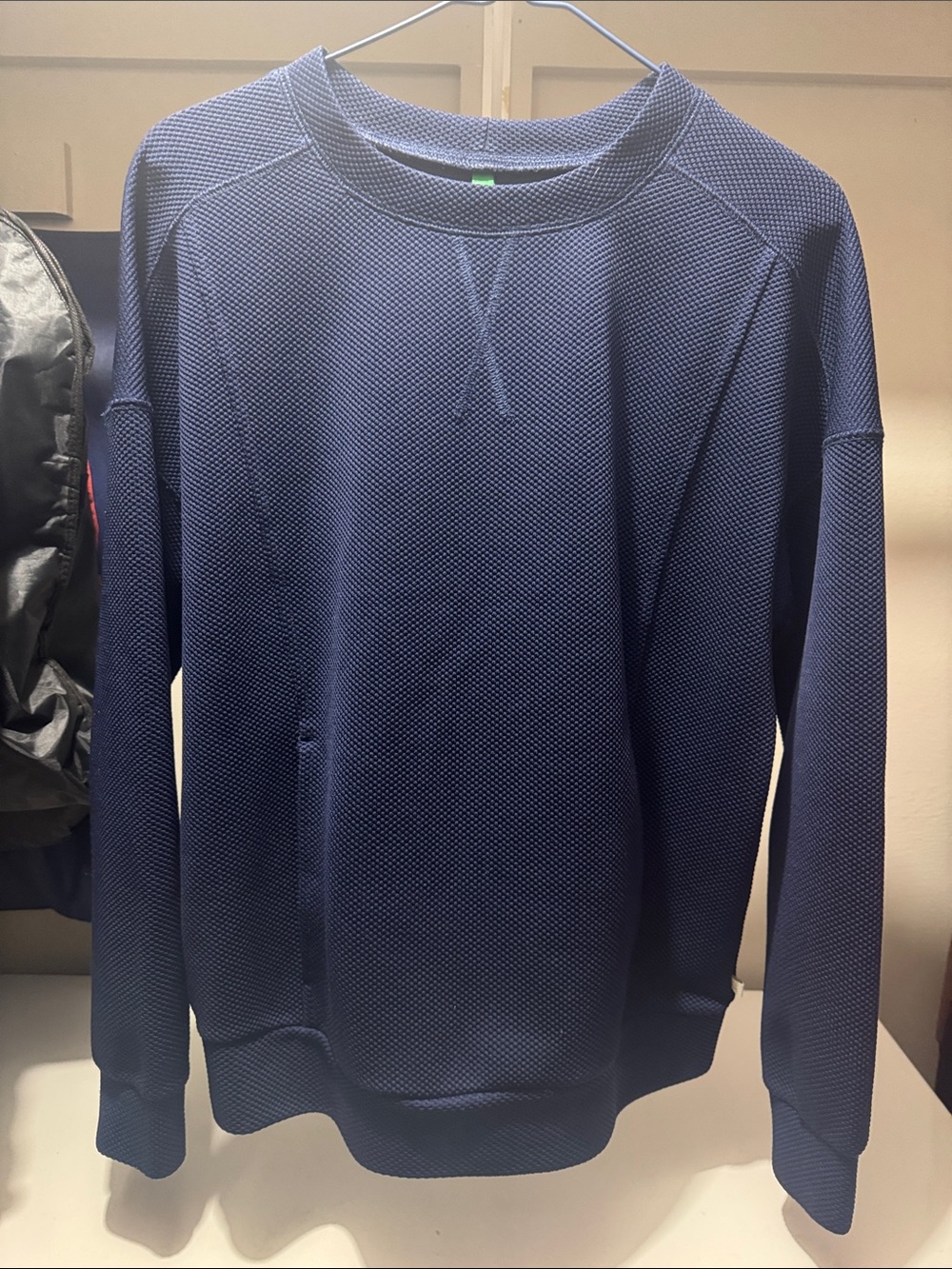 United Colors of Benetton Navy Textured Crewneck Sweater